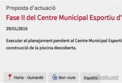 Decidim a Horta!! Fase II del Centre Municipal Esportiu d'Horta – Dóna’ns el teu suport !!!